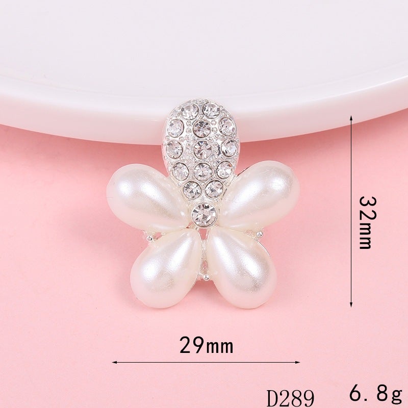 DIY Pearl Flower Phone Case Jewelry Parts D289 water drop Pearl (Silver)