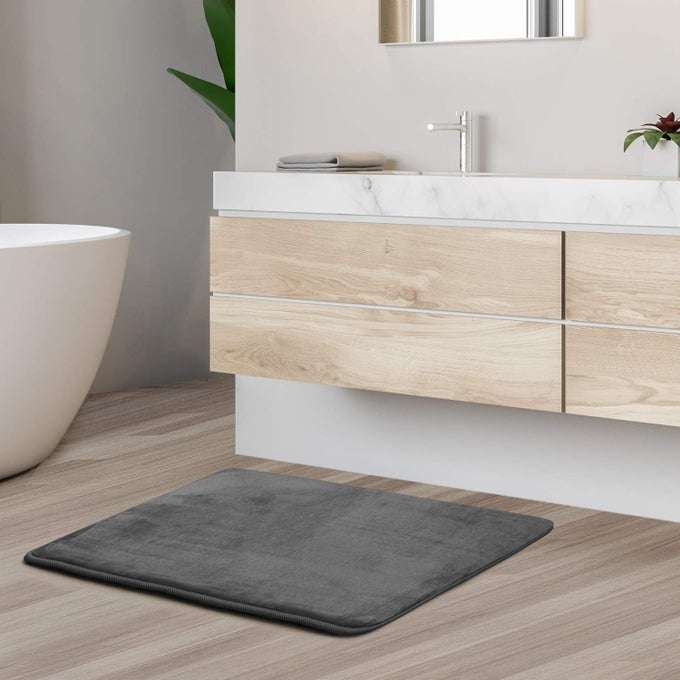 BATHROOM RUG 24 X 17 BATHROOM RUGS MEMORY FOAM BATH MAT PLUSH COZY ULTRA SOFT NON SLIP MACHINE WASHABLE QUICK DRY CHARCOAL MIST