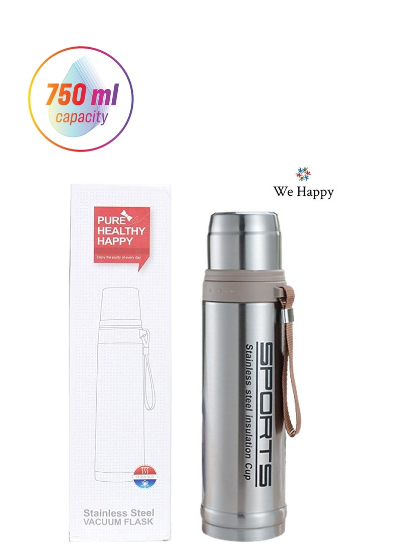 We Happy - Sports Stainless Steel Thermos Vacuum Flask 750 ML Capacity Travel Bottle with Insulation Cup - Image 1
