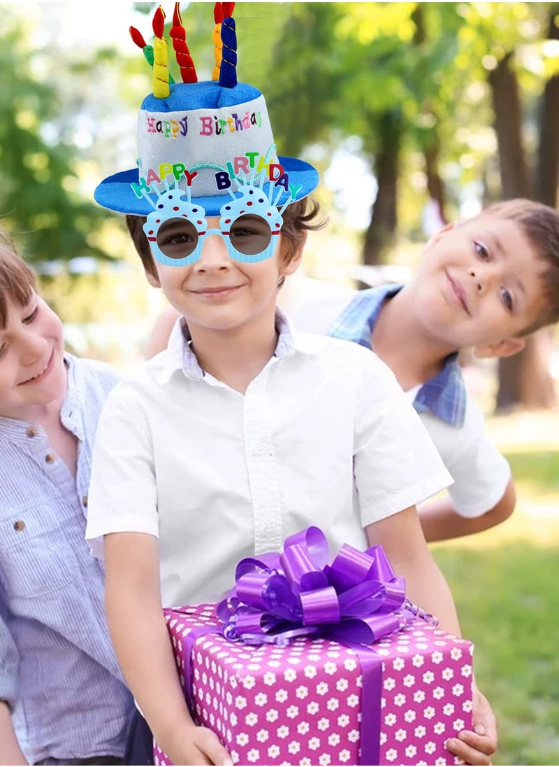 KASTWAVE - Happy Birthday Hat,Birthday Hat with Birthday Glasses Plush Happy Birthday Cake Hat for Birthday Party Glasses for Girls Adults Party Decoration - Image 1