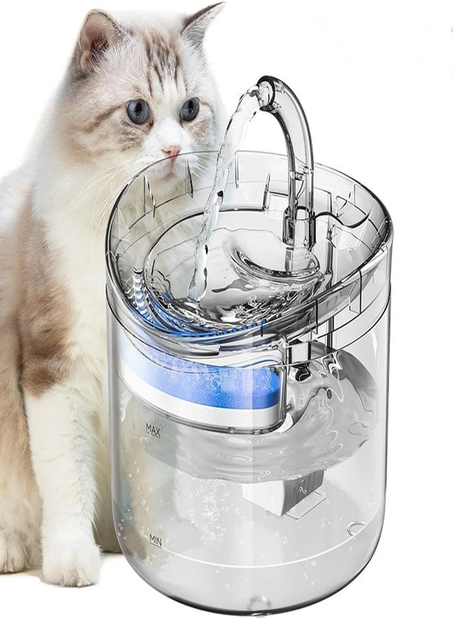 ARJEX Cat Water Fountain,1.8L Automatic Pet Drinking Fountain, Dog Water Dispenser with Transparent Ultra-Quiet Smart, with Filter and Adapter, Suitable for Cats, (1.8 Liter) - Image 1