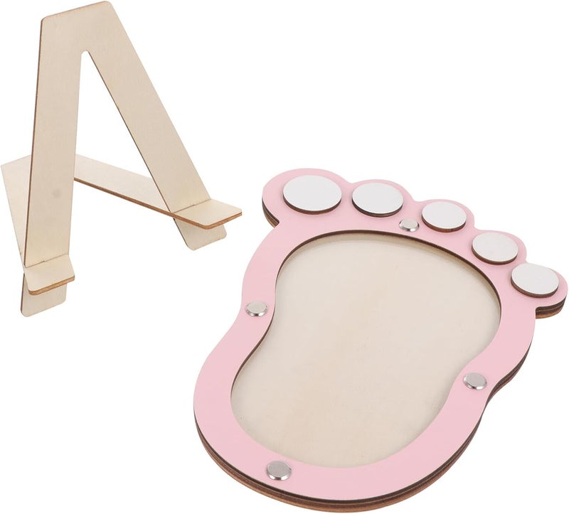 Kisangel Artistic Development Record Photo Frame with Newborn Footprint Shape, Pink Keepsake Frame for Nursery Wall Decor, Growth Milestone and Memory Preservation - Image 1