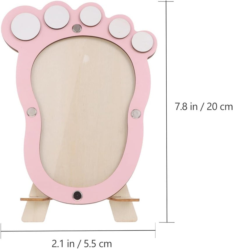 Kisangel Artistic Development Record Photo Frame with Newborn Footprint Shape, Pink Keepsake Frame for Nursery Wall Decor, Growth Milestone and Memory Preservation - Image 2