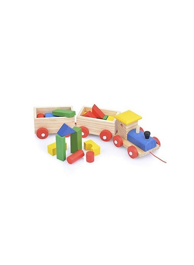 MUMMAMIA Children Wooden Toys Train Pull Along Car, Loaded DIY Blocks Toy Set for Toddler Birthday  Preschool Educational Toy - Image 1