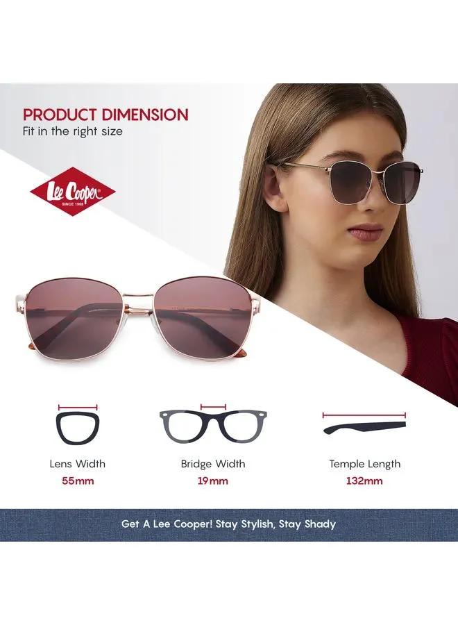 Lee Cooper Polarized Sunglasses Gold Frame Gradient Brown Mirror Lens 55mm  - LC1207C01