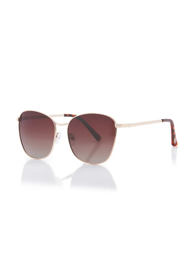 Lee Cooper Polarized Sunglasses Gold Frame Gradient Brown Mirror Lens 55mm  - LC1207C01