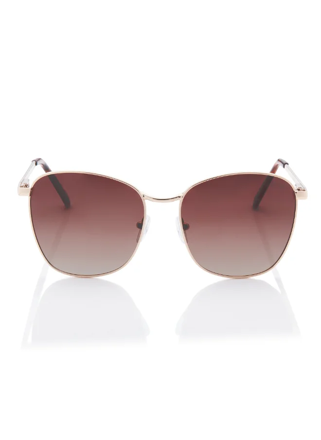 Lee Cooper Polarized Sunglasses Gold Frame Gradient Brown Mirror Lens 55mm  - LC1207C01