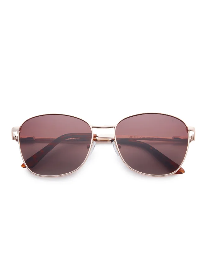 Lee Cooper Polarized Sunglasses Gold Frame Gradient Brown Mirror Lens 55mm  - LC1207C01