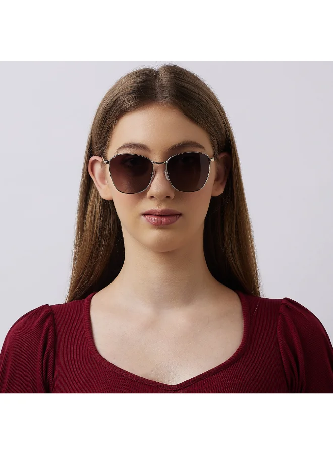 Lee Cooper Polarized Sunglasses Gold Frame Gradient Brown Mirror Lens 55mm  - LC1207C01