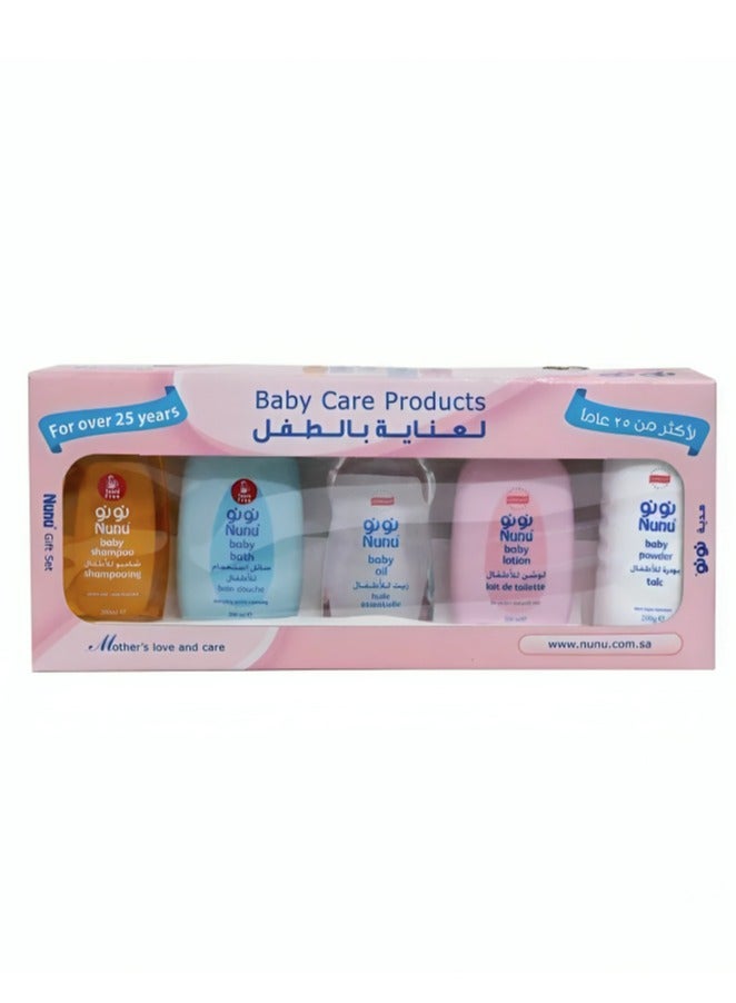 Nunu Baby Care Products Gift Set , Newborn Care Kit, 200ml , 5 Pieces - Image 1