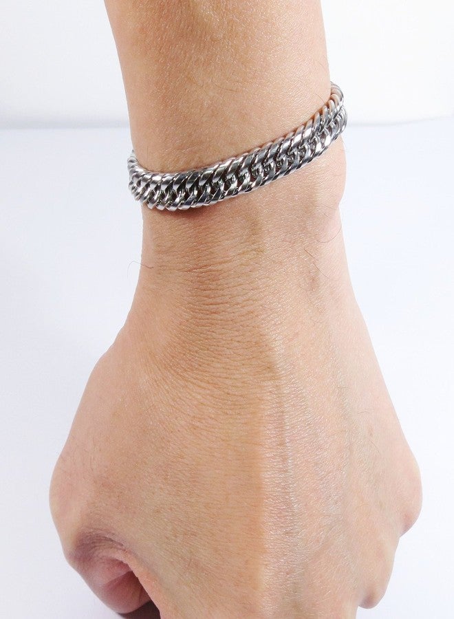 Steelmeup Stainless Steel Tight Double Link Curb Chain Bracelet 8mm 7inch - Image 4