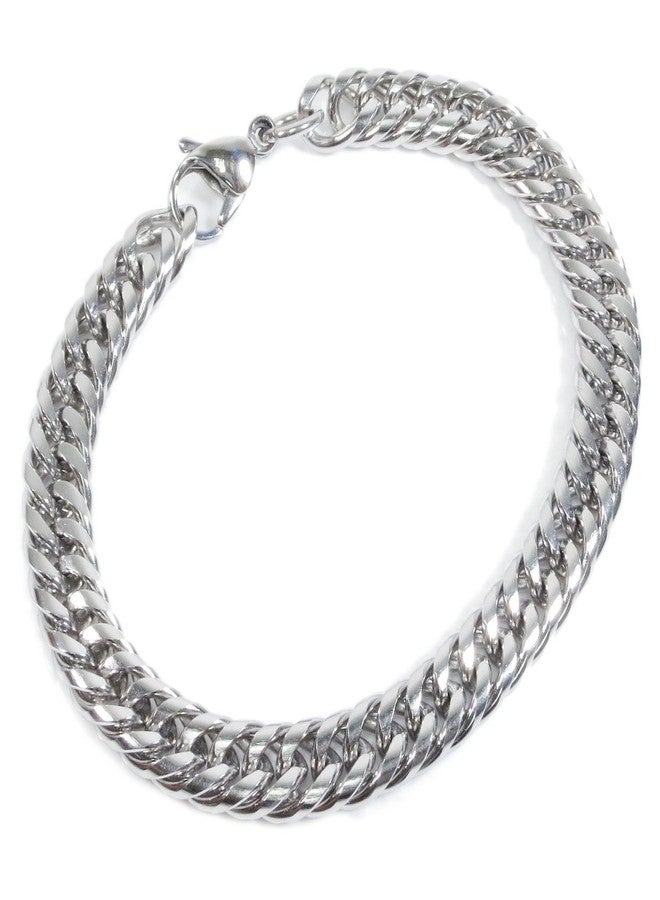 Steelmeup Stainless Steel Tight Double Link Curb Chain Bracelet 8mm 7inch - Image 1