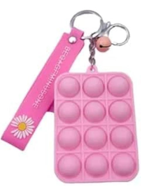 Creative Silicon Decompression Pop Its Bubble Fidget Toy Keychain (Pink)