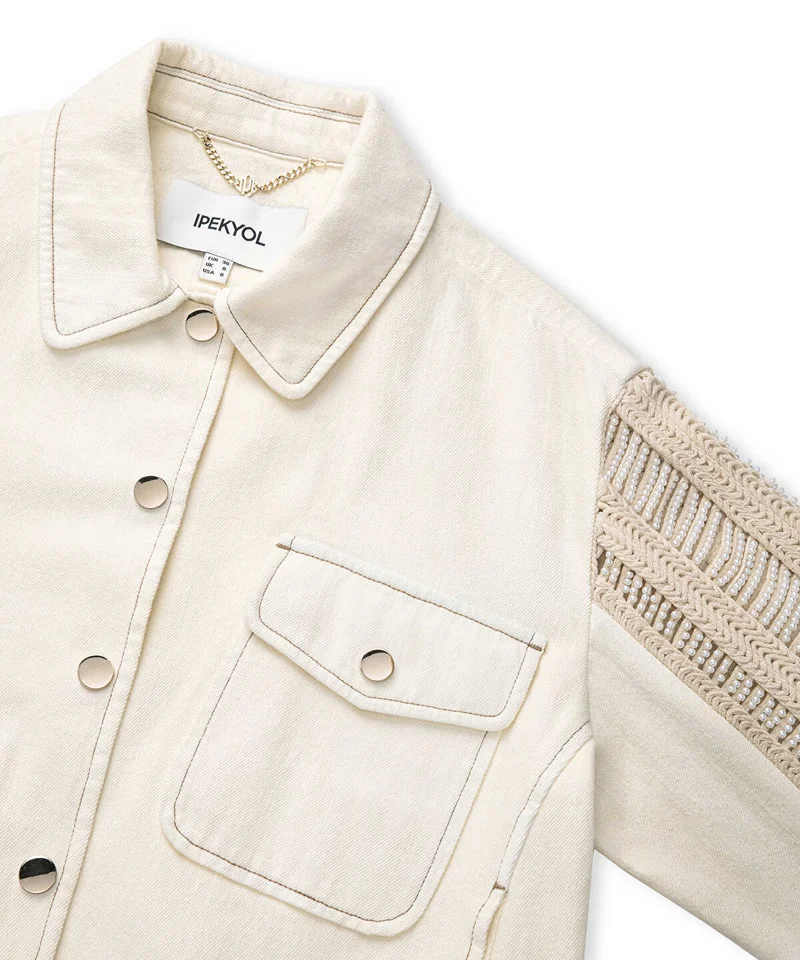 Ipekyol  Embellished Mixed Media Jacket for Women | Best Price UAE