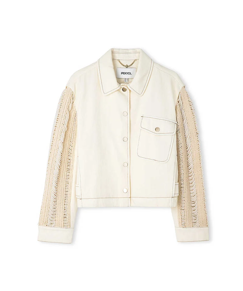 Ipekyol  Embellished Mixed Media Jacket for Women | Best Price UAE