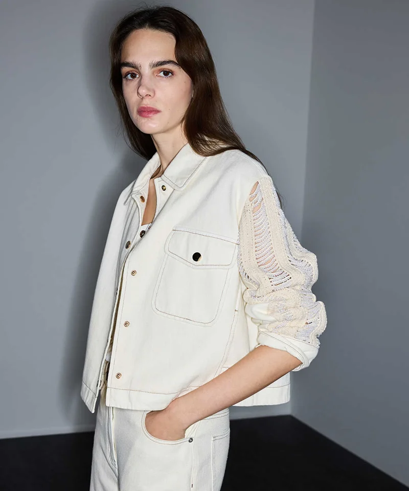 Ipekyol  Embellished Mixed Media Jacket for Women | Best Price UAE