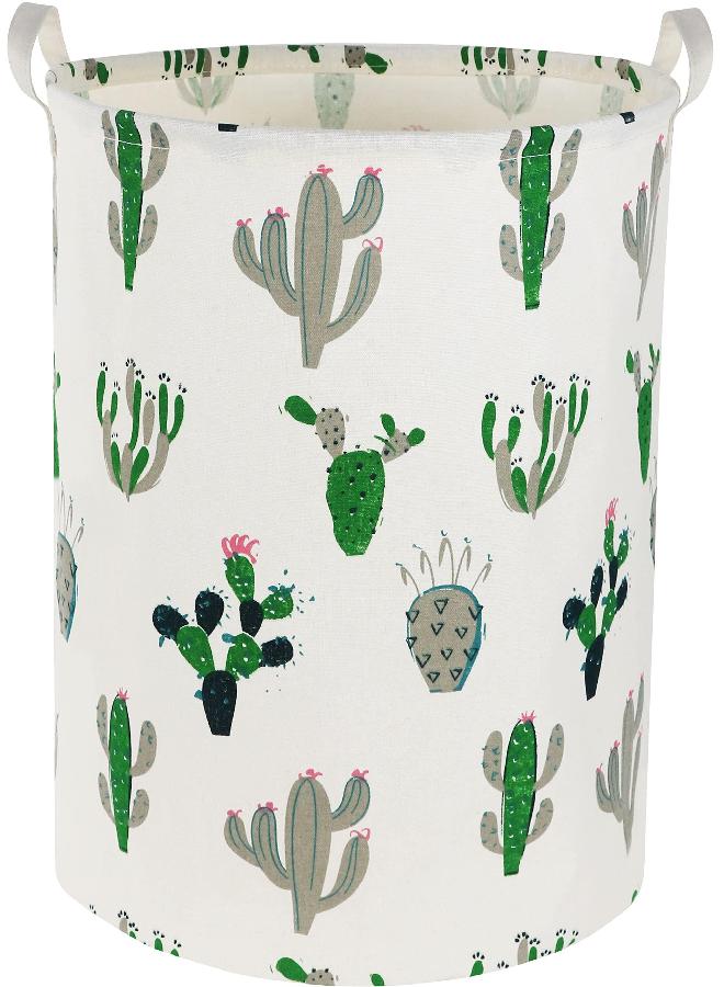 TIBAOLOVER Laundry Basket Kids laundry hamper Cactus Hamper Toy Storage Bin Organizer for Boys and Girls Cactus Room Decor(Green and Gray） - Image 1