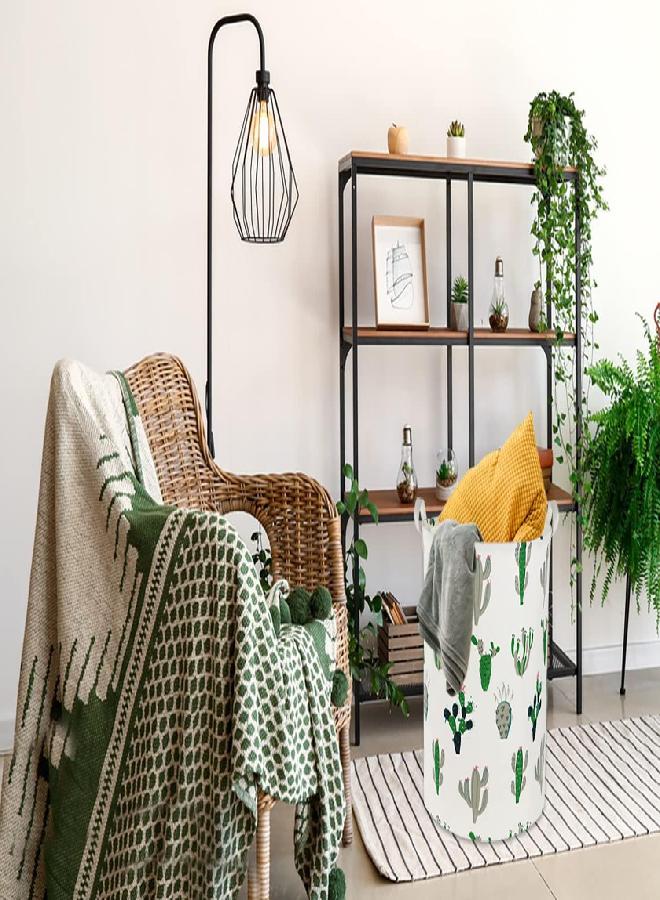 TIBAOLOVER Laundry Basket Kids laundry hamper Cactus Hamper Toy Storage Bin Organizer for Boys and Girls Cactus Room Decor(Green and Gray） - Image 2