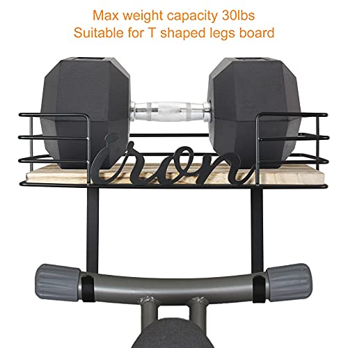 TJMOREE TJ.MOREE Hanger wall mount - Laundry Room Iron and ironing board Holder, Metal with Large Storage Wooden Base Basket and Removable Hooks (Black) - Image 5