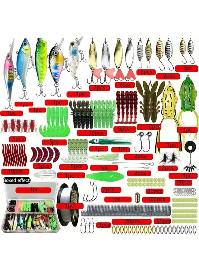 Generic 288-Piece fishing rig accessories, bionic baits, hard and soft lure, fishing hooks, with tackle box  - Image 1