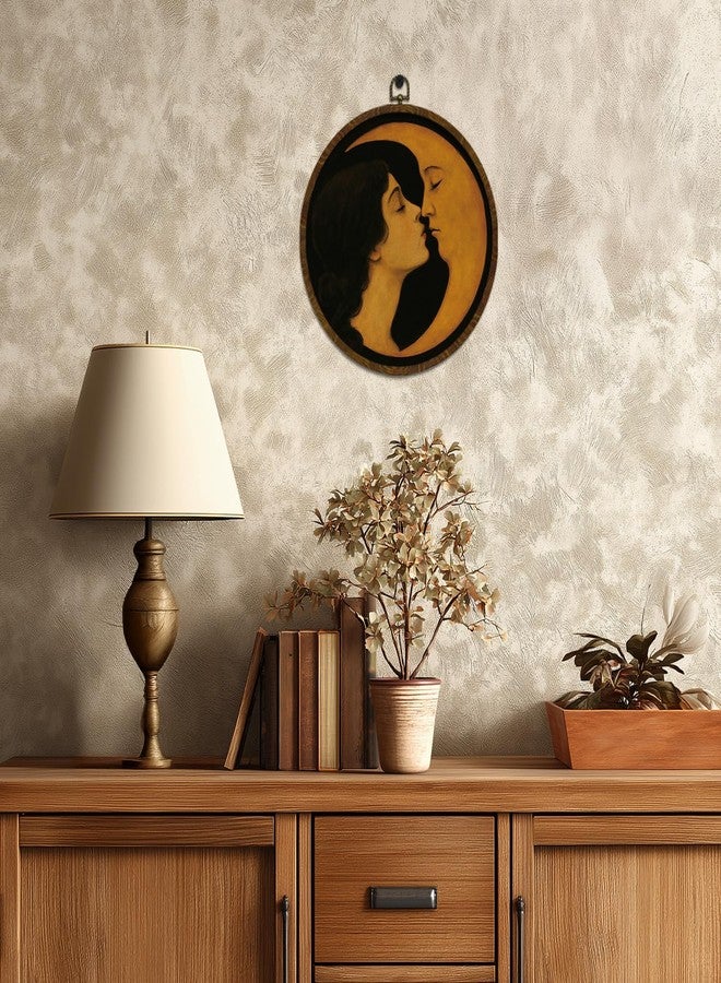 KLYTINK Romantic Moon and Young Girl Round Wall Art,Vintage-Inspired Celestial Canvas Print, Surreal Moon and Woman Hanging Decor for Bedroom, Gallery Wall, or Dreamy Space 10''x10'' - Image 4