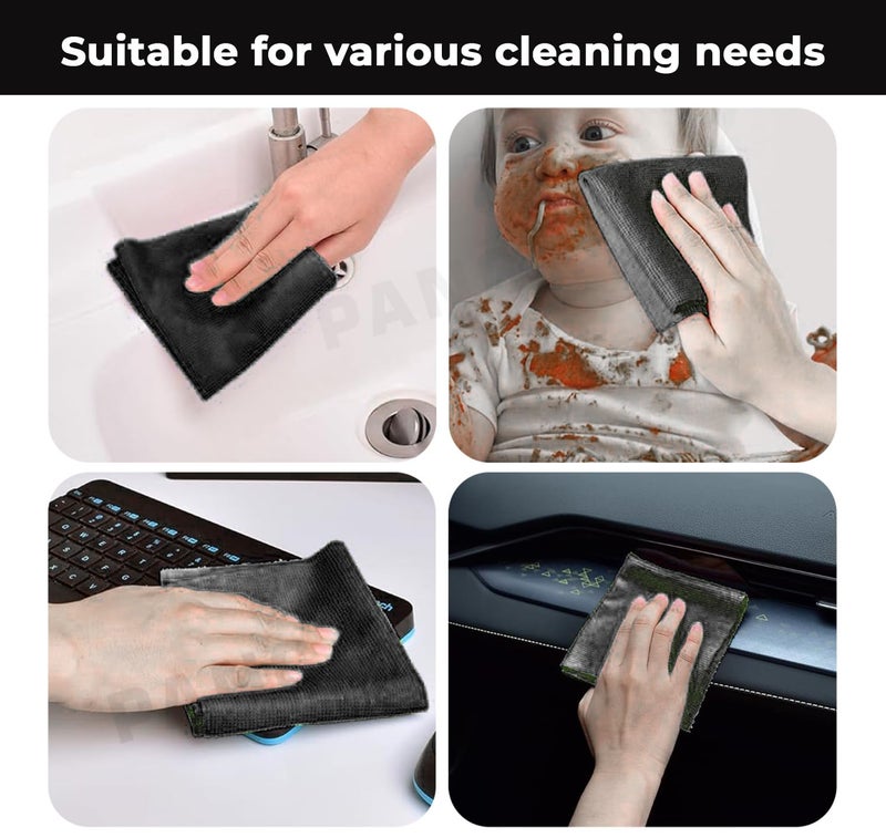 PANCA Microfiber Cleaning Cloth Roll Big Size, 50Pcs, 5000 Times Washable - 20X Cheaper Than Paper Towel Roll - Ultra AbsorbentMicrofiber Cleaning Cloth for Kitchen - Tearable, Reusable (Black) - Image 5