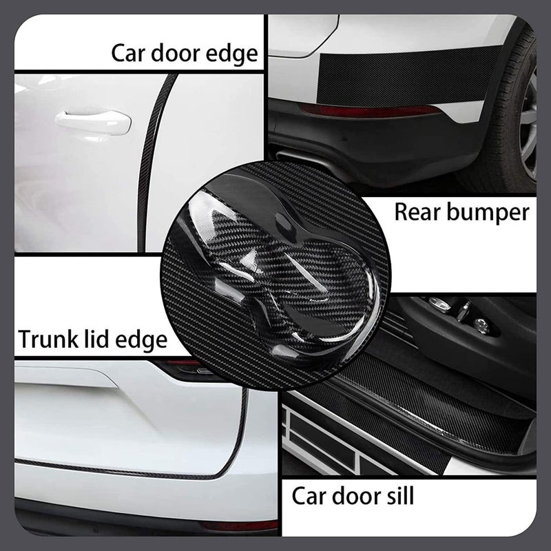 VINSU Polyvinyl Chloride Car Door Sill Protector Bumper Protector,Black Carbon Fiber Car Wrap Film,Car Sticker Protector Strip,High Gloss Anti Scratch Tape,Waterproof Protection Film(2 InchX5 Meter) - Image 5