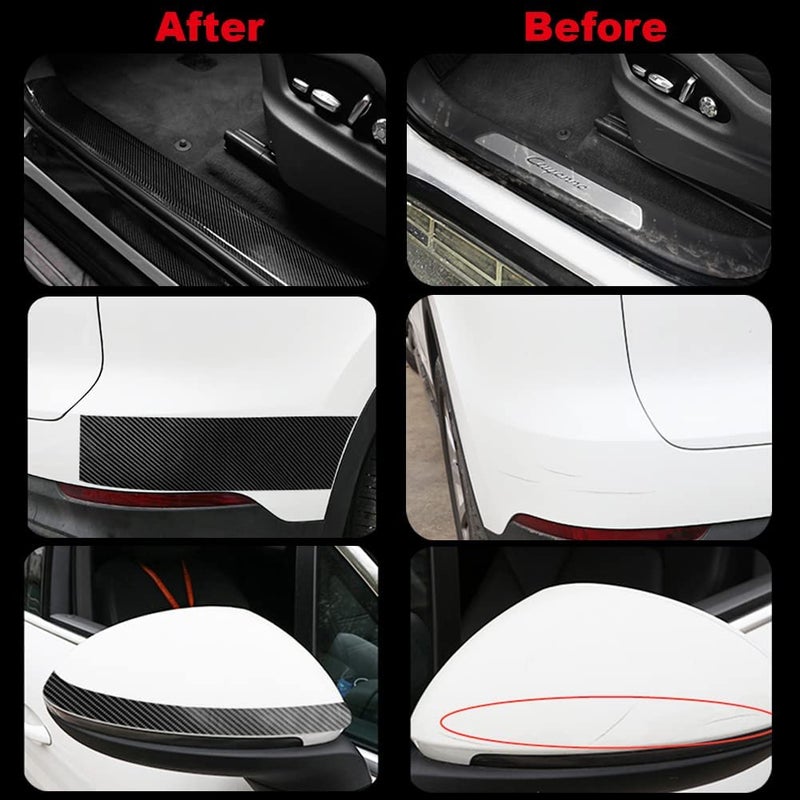VINSU Polyvinyl Chloride Car Door Sill Protector Bumper Protector,Black Carbon Fiber Car Wrap Film,Car Sticker Protector Strip,High Gloss Anti Scratch Tape,Waterproof Protection Film(2 InchX5 Meter) - Image 4