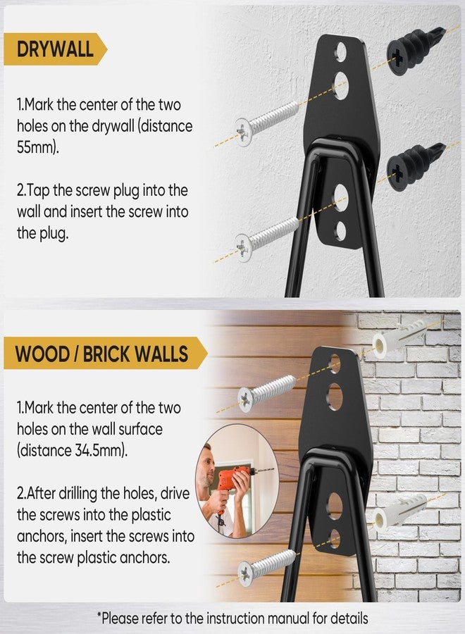 تيكون خطافات جراج متينة من TICONN، خطافات تخزين حائطية فولاذية متعددة الاستخدامات، منظم تعليق على الحائط للسلالم والدراجات والأدوات والأشياء الضخمة (صغير، مربع أصفر) - Image 3