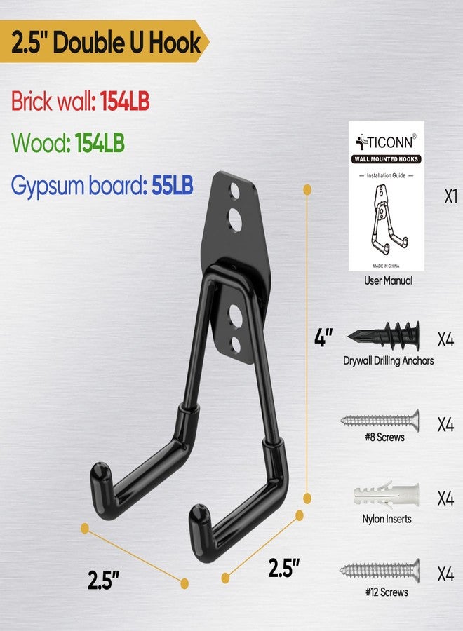 تيكون خطافات جراج متينة من TICONN، خطافات تخزين حائطية فولاذية متعددة الاستخدامات، منظم تعليق على الحائط للسلالم والدراجات والأدوات والأشياء الضخمة (صغير، مربع أصفر) - Image 4