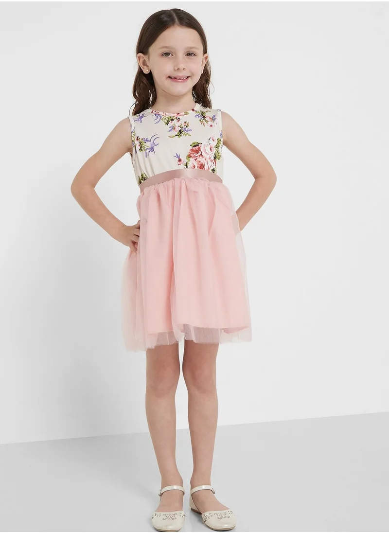 Pinata Girls Floral Printed Tulle Dress