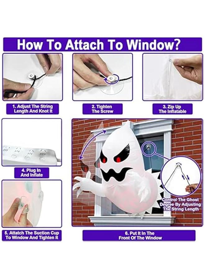 4.6Ft Blow Up Scary Indoor Outdoor  Decorations |  Inflatable Window Breaker,Scary Phantom Coming Out of Window,Blow Up Inflatable  Partys Yard Garden Decor  - Image 5