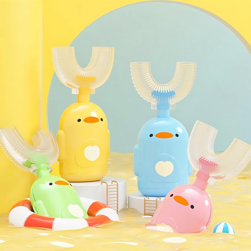 TRENDY PACK OF 1 PCS Baby U-Shaped Toothbrush - Silicone Bristles, U-Shaped 360° Oral Cleaning, Cartoon Handle Design, Soft and Safe for Infants and Toddlers - Image 4