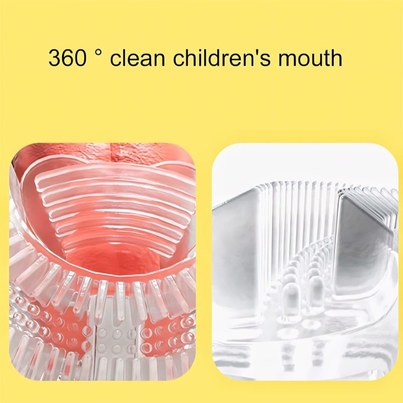 TRENDY PACK OF 1 PCS Baby U-Shaped Toothbrush - Silicone Bristles, U-Shaped 360° Oral Cleaning, Cartoon Handle Design, Soft and Safe for Infants and Toddlers - Image 3
