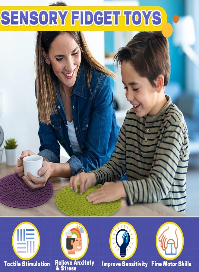 CHESLICR Sensory Fidget Toys Sensory Mats for Adults Easter Basket Stuffers 4PC Silicone Tactile Pad for Autism Teen Kids ADHD Tool Quiet Calm Down Special Needs Anxiety Fidgets Stress Toys Valentine Gift - Image 5