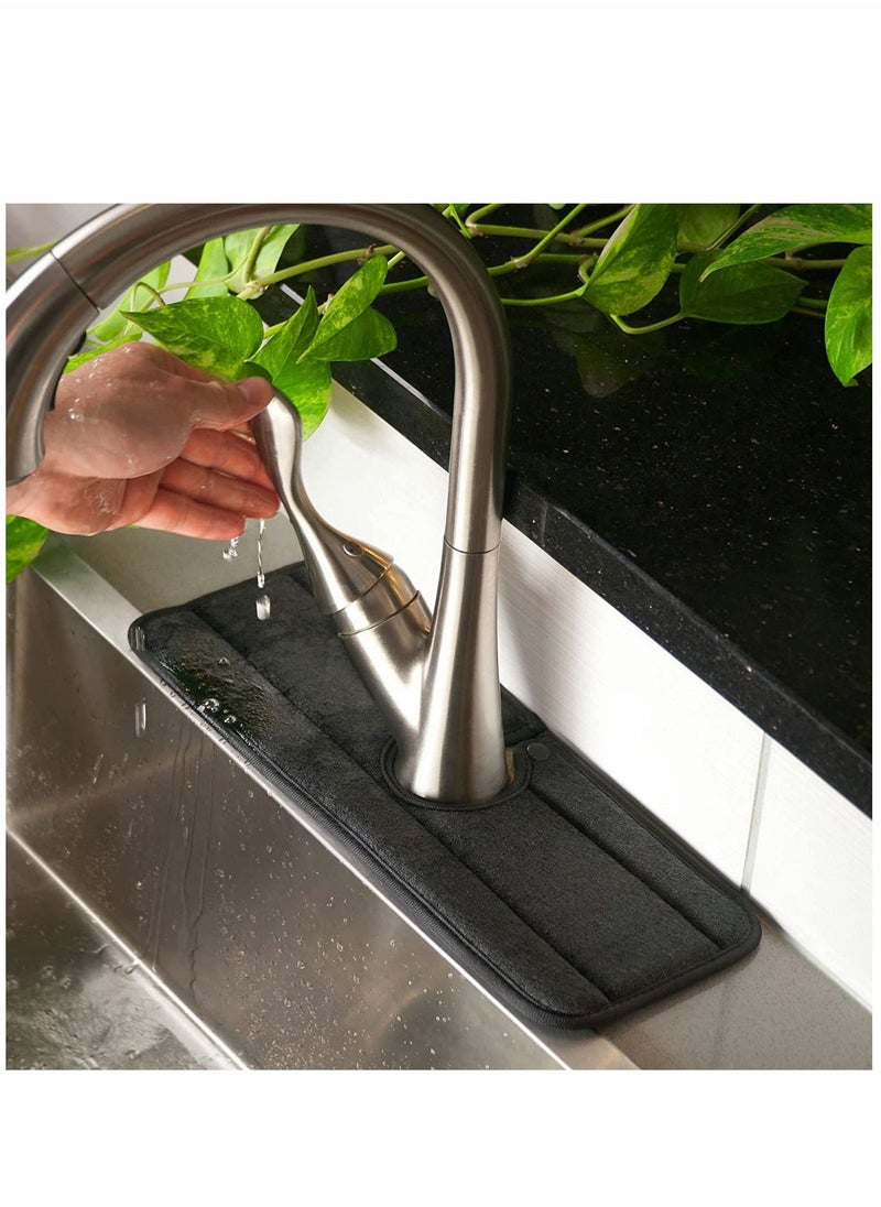 Sink Mat Faucet Absorbent Washable Backsplash Guard Microfiber Cloth Splash Water Catcher for Bottom of Drying Countertop Granite Bar 2Pack 15''x5.5'' - Image 2