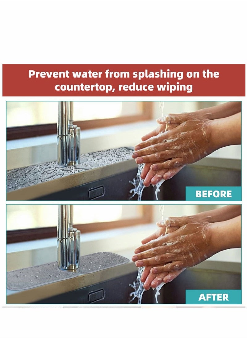 Sink Mat Faucet Absorbent Washable Backsplash Guard Microfiber Cloth Splash Water Catcher for Bottom of Drying Countertop Granite Bar 2Pack 15''x5.5'' - Image 5