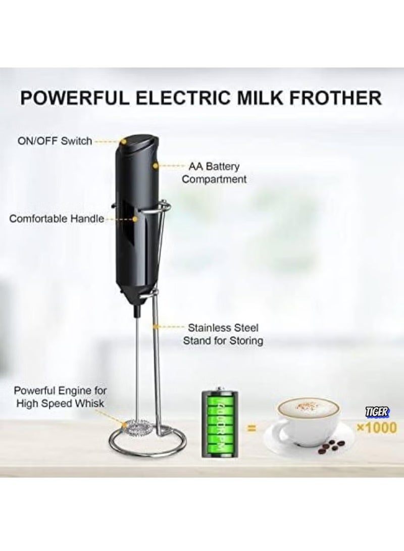 TIGER Electric Milk Frother Handheld with Stainless Steel Stand – Battery Powered Foam Maker, Whisk Drink Mixer for Coffee, Frappe, Latte, Matcha, Hot Chocolate – Easy to Use, Lightweight, Portable  - Image 5