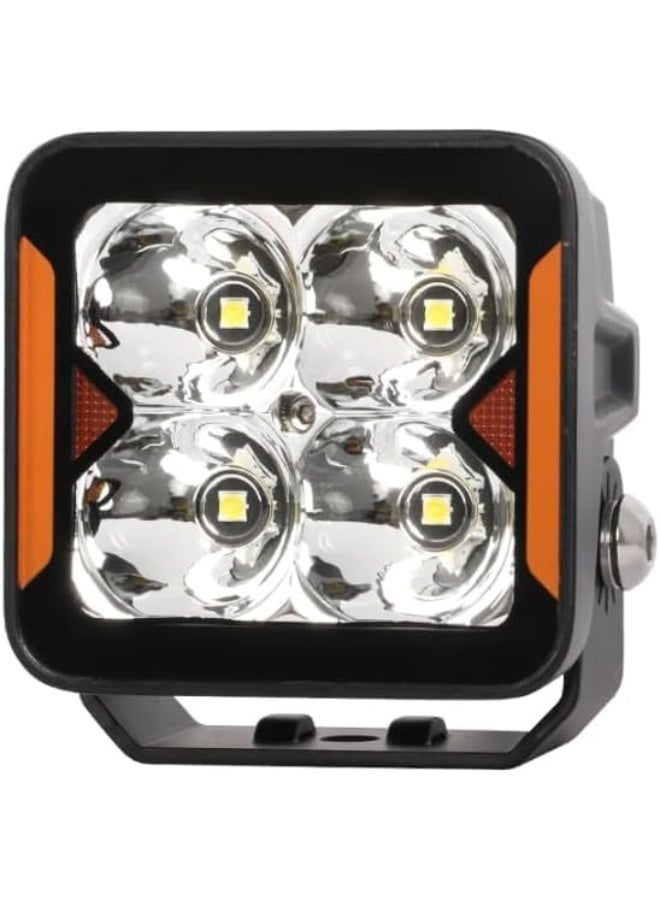 LED Work Light, 4-Head Portable Flood Light with Black Housing, High-Intensity Illumination, Orange Accent - Image 1