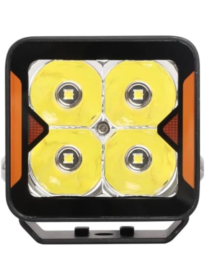 LED Work Light, 4-Head Portable Flood Light with Black Housing, High-Intensity Illumination, Orange Accent - Image 2