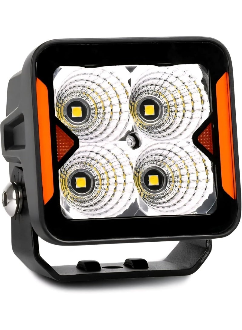 LED Work Light, 4-Head Portable Flood Light with Black Housing, High-Intensity Illumination, Orange Accent - Image 4
