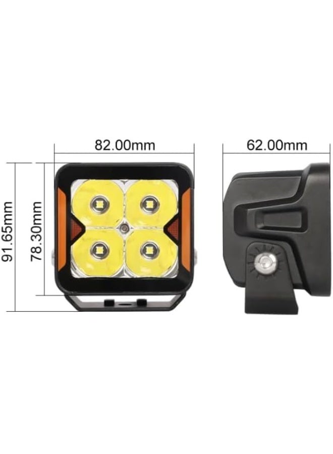 LED Work Light, 4-Head Portable Flood Light with Black Housing, High-Intensity Illumination, Orange Accent - Image 5