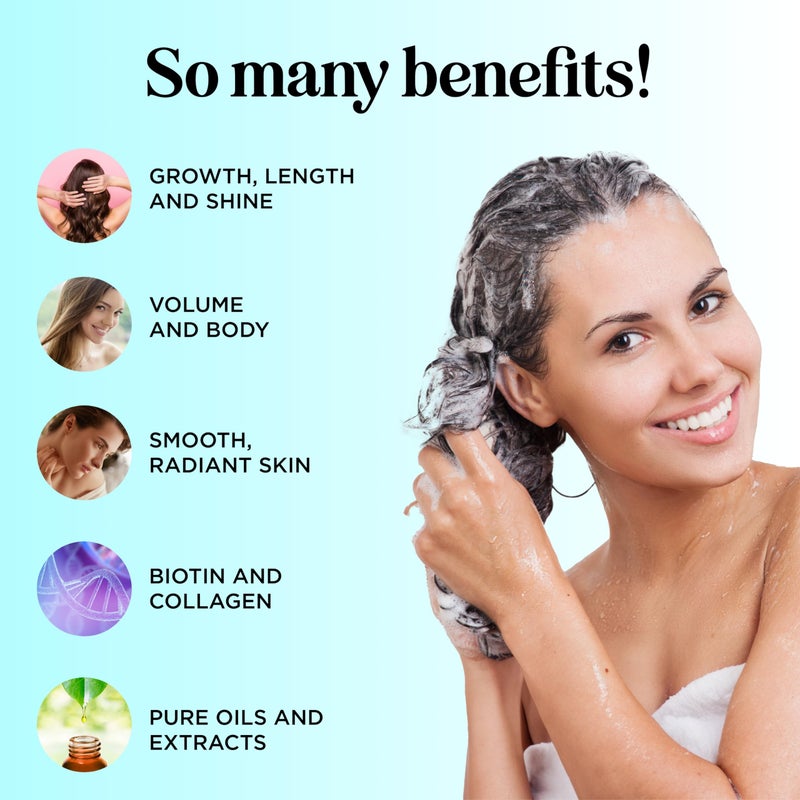 Maple Holistics Biotin for Hair Growth Treatment Set - Biotin Shampoo and Conditioner Set Sulfate Free plus Hair Loss Supplement for Women & Men with Saw Palmetto Horsetail Collagen and Keratin (1 Month Supply) - Image 3