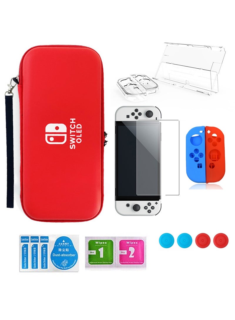 X-level Carrying Case Compatible With Switch OLED With Accessories Bundle with Screen Protector Clear Cover For NS OLED Game Console Silicone Skin For Joy-Con And 4 Thumb Grip Caps - Image 1