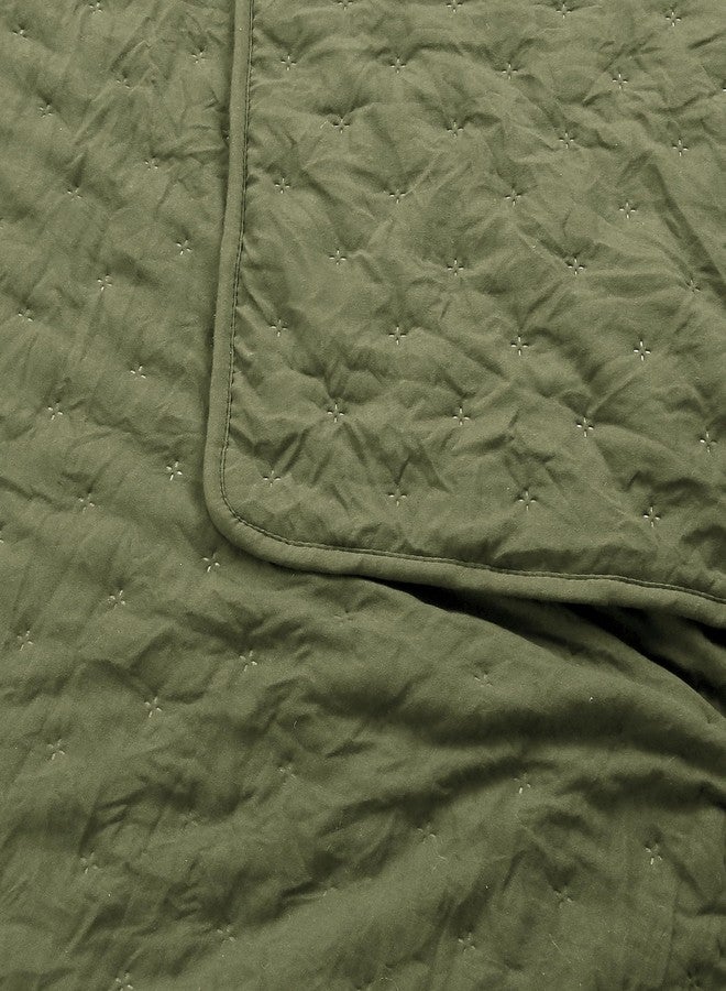 ROARINGWILD California Cal King Size Quilt Bedding Sets with 2 Pillow Shams, Green Olive Sage Oversized Lightweight Bedspread Coverlet, All Season, 3 Pieces, 118x106 inches - Image 3