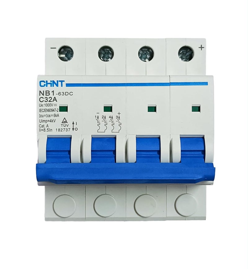 Aspa Solar CHINT 32A DC MCB 4P 1000V MINIATURE CIRCUIT BREAKER  - Image 1