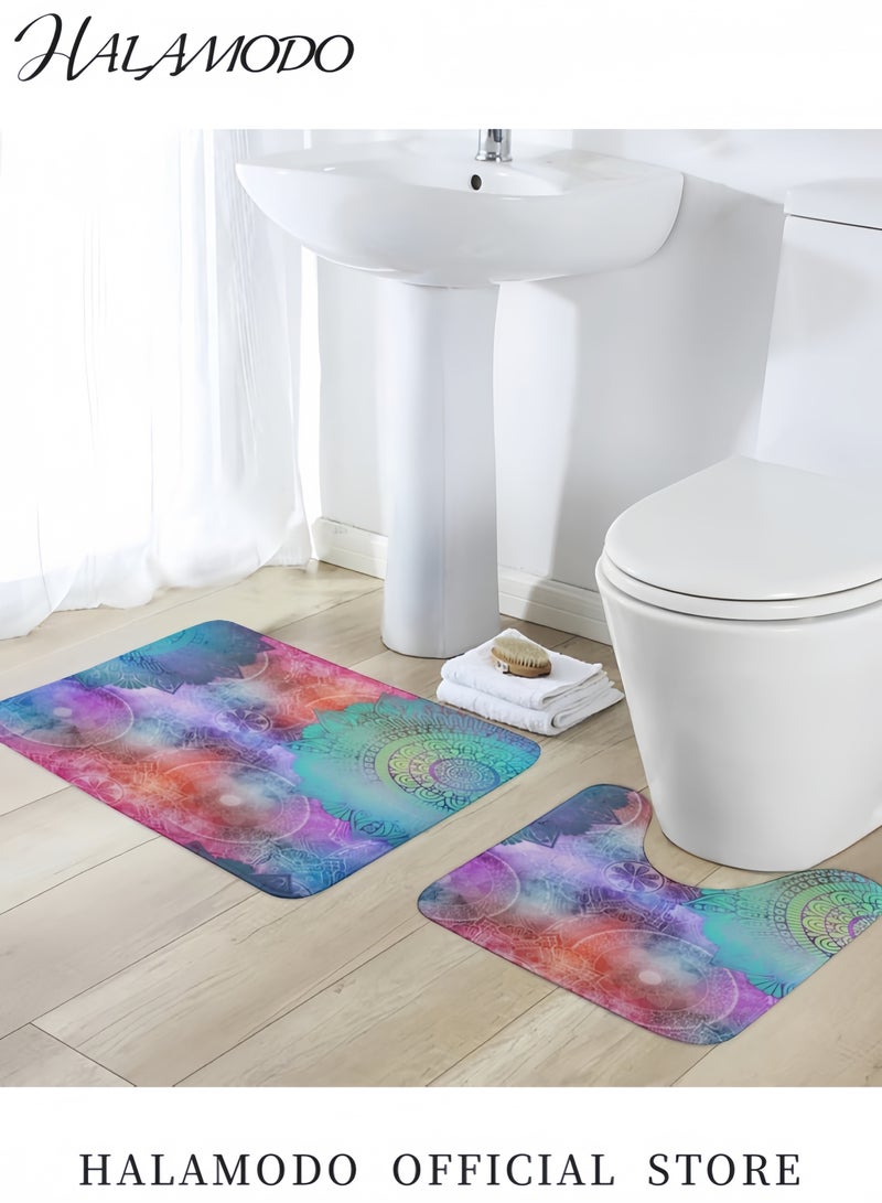 هالامودو سجادة حمام مطبوعة مانعة للانزلاق، متعددة الألوان، 40×60 سم - Image 3