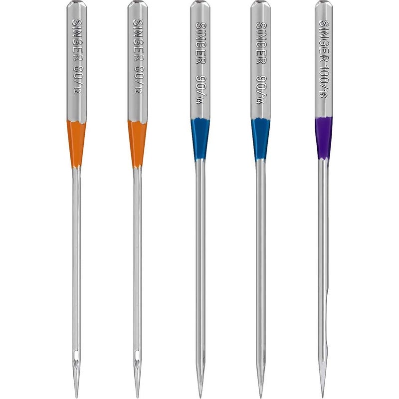 SINGER 04803 Regular Point Overlock Needles, 5-Count, Sizes 80/12, 90/14, 100/16 - Image 2