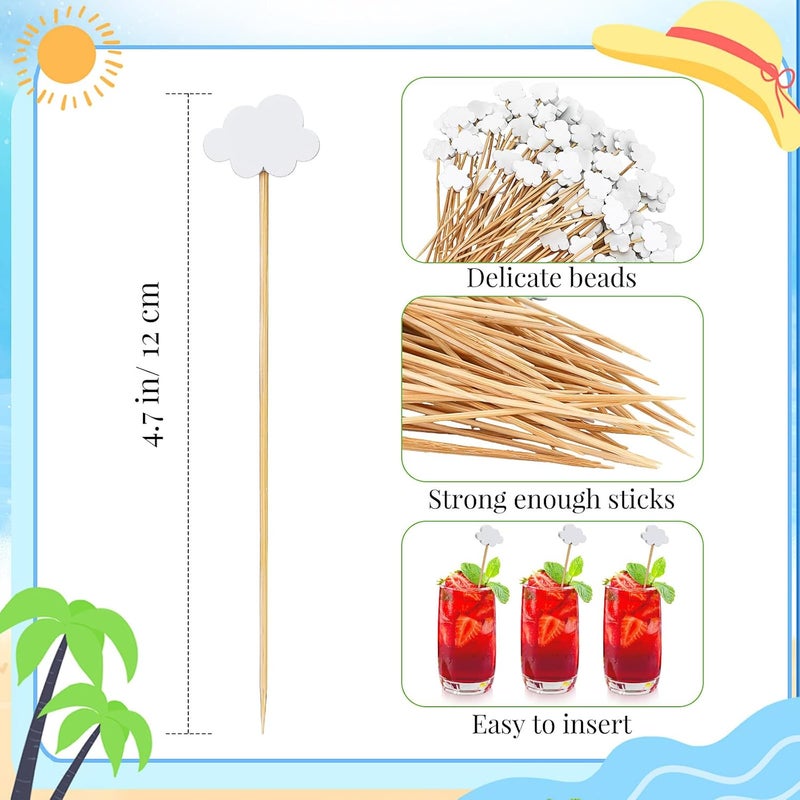 Queekay 100 Pcs White Cloud Cocktail Picks Cupcake Toppers Baby Shower Food Picks Appetizer Toothpicks Party Decoration Cocktail Sticks for Sandwich Hamburger Fruit - Image 2
