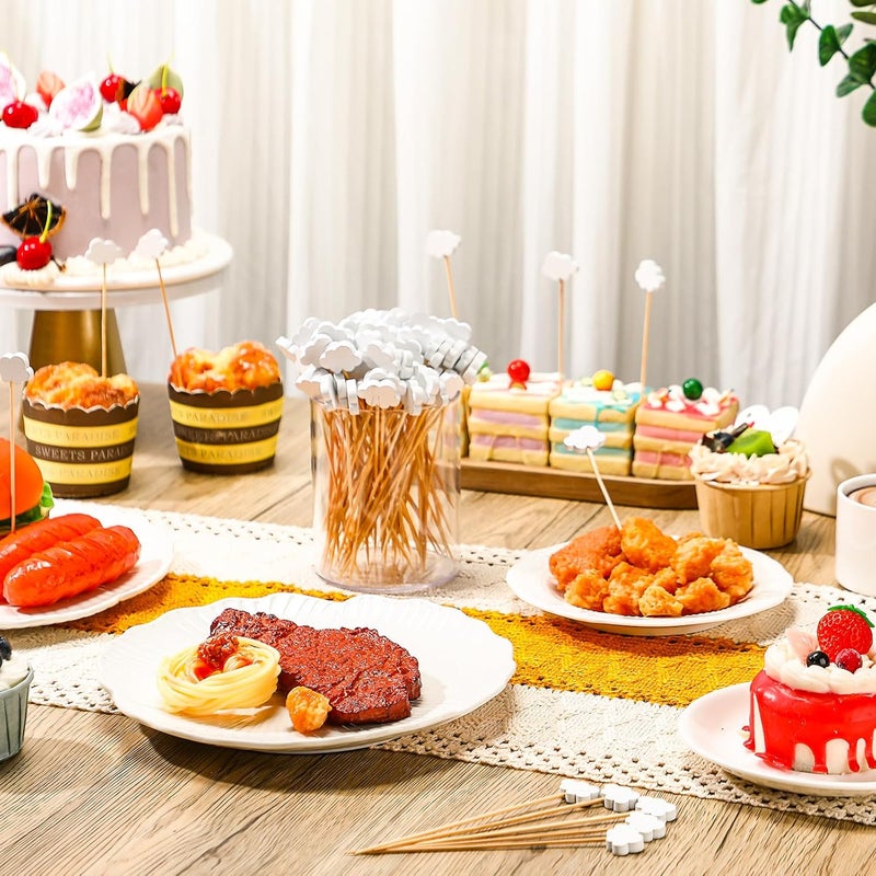 Queekay 100 Pcs White Cloud Cocktail Picks Cupcake Toppers Baby Shower Food Picks Appetizer Toothpicks Party Decoration Cocktail Sticks for Sandwich Hamburger Fruit - Image 3
